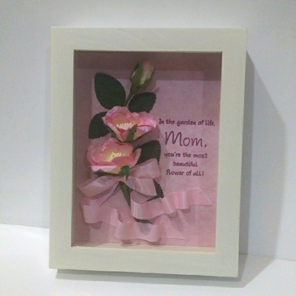 Pink Floral MOM Shadow Box 9.25"x7.25"